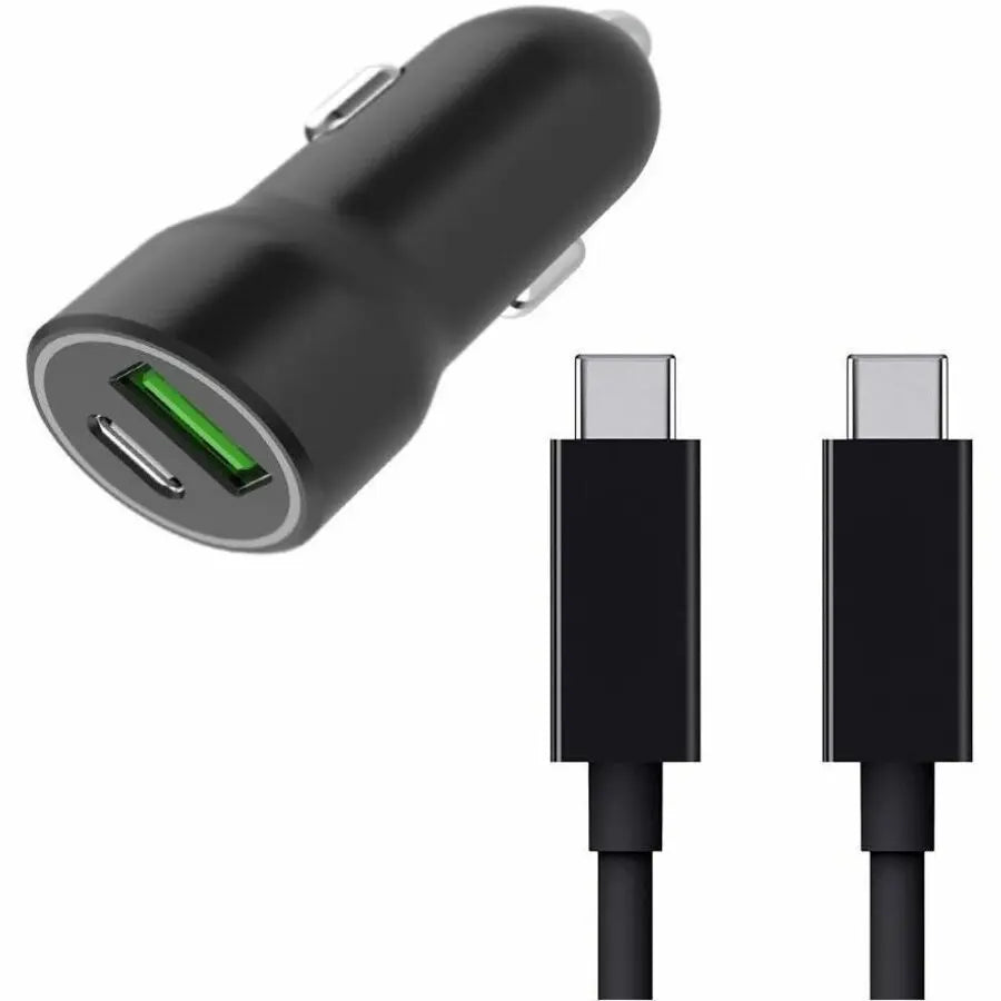 4XEM In Car Charging Kit with Dual USB Adapter and USB-C to USB-C Cable for Fast Charging and Data Transfer