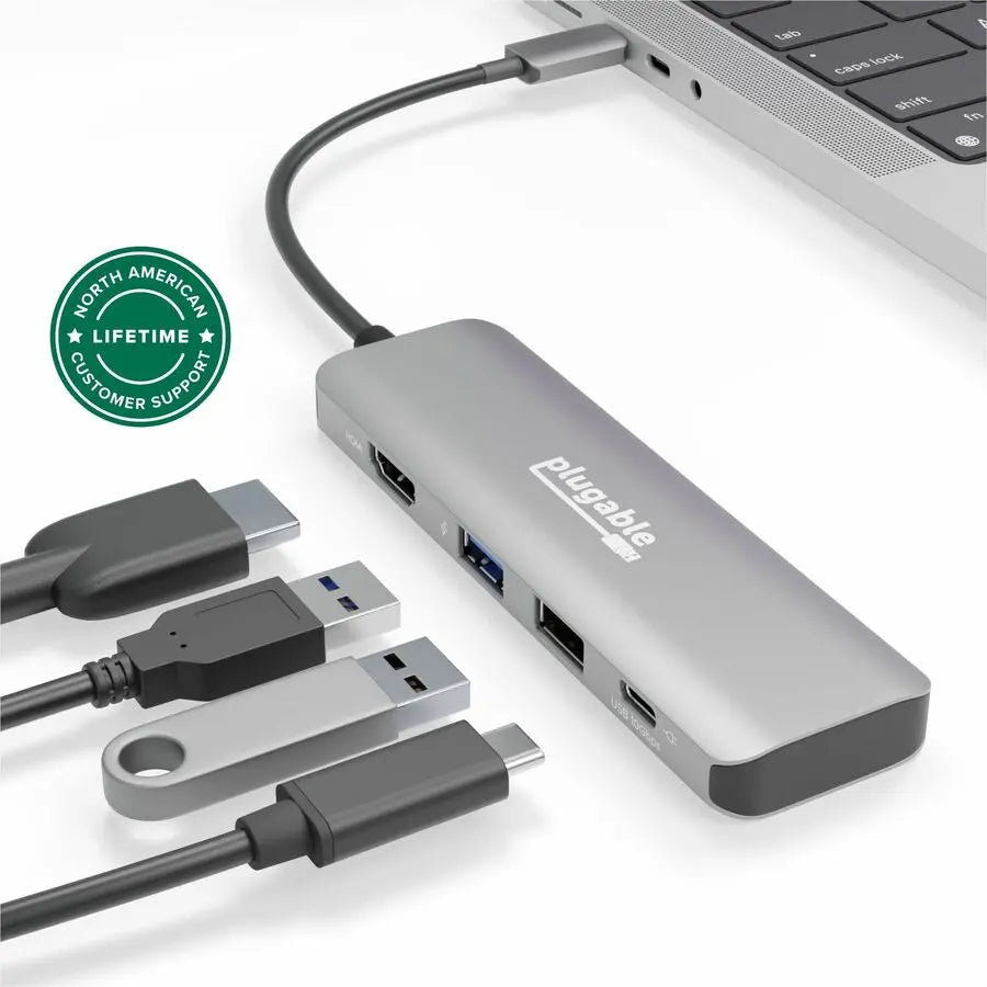 Plugable USB C Hub Multiport Adapter, 4 in 1 with 4K HDMI and 100W Power Delivery