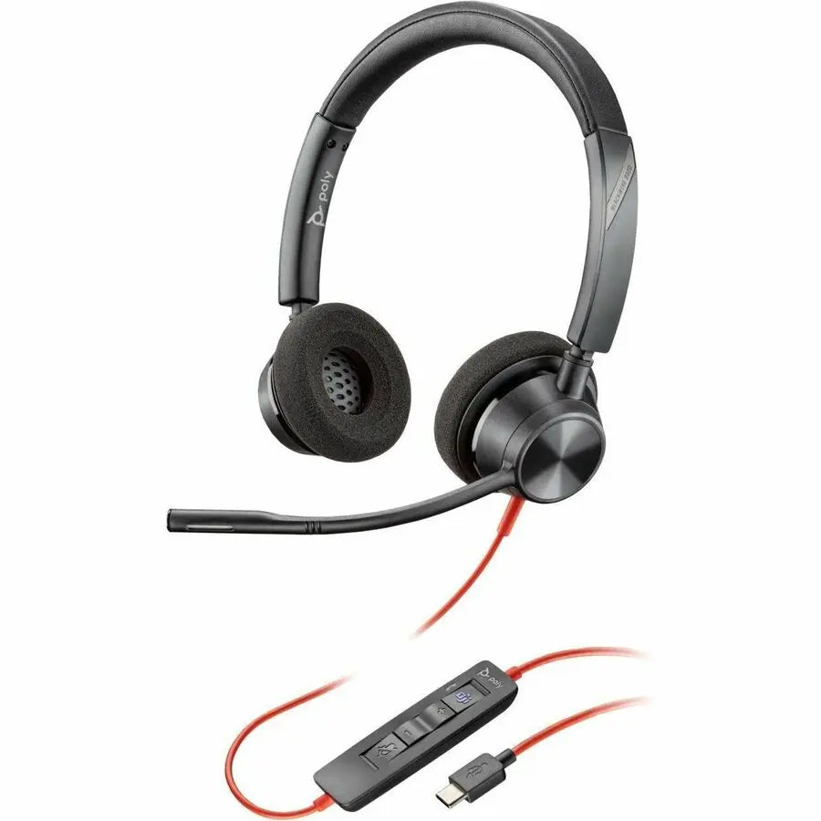 Poly Blackwire 3320 Headset with USB-C/A Adapter – TAA Compliant, Black, for Mac and Tablets