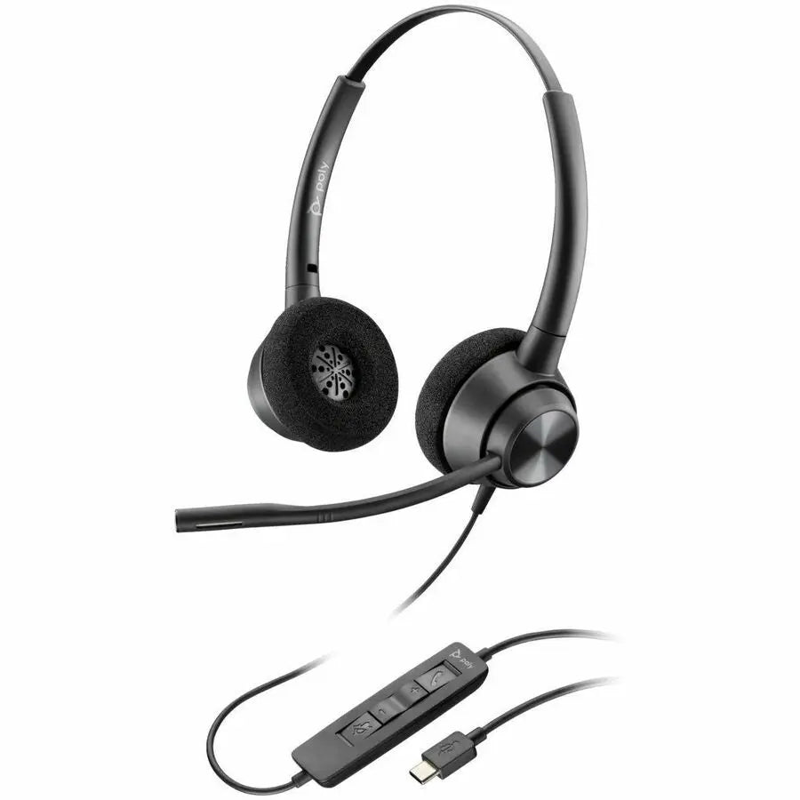 Poly EncorePro 320 Stereo USB-A Headset TAA - Reliable Noise-Canceling Contact Center Headset with Comfort & Clear Audio