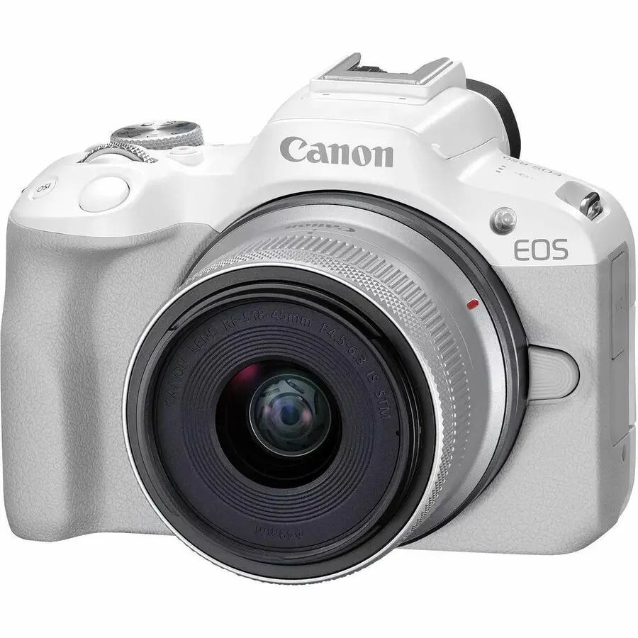 Canon EOS R50 24.2MP Mirrorless Camera with RF-S18-45mm F4.5-6.3 IS STM Lens Kit - White