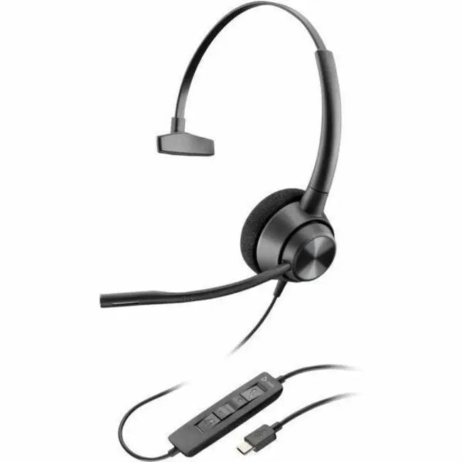 Poly EncorePro 310 USB-C Monoaural Headset TAA – Professional Noise-Canceling Office Headset with Microphone and Comfortable Leather Ear Cushions