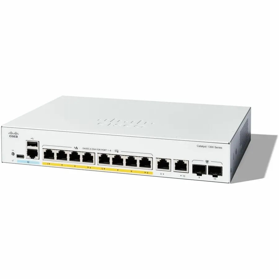 Cisco Catalyst C1300-8P-E-2G Ethernet Switch - Layer 3 Managed Gigabit Switch for Small and Medium Businesses