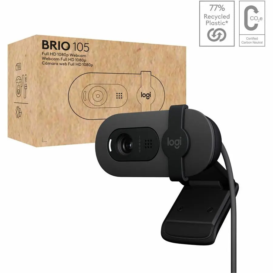 Logitech Brio 105 Full HD 1080p Business Webcam with Auto-Light Balance, USB-A, Privacy Shutter, Easy Set-Up, Compatible with Windows, macOS, ChromeOS