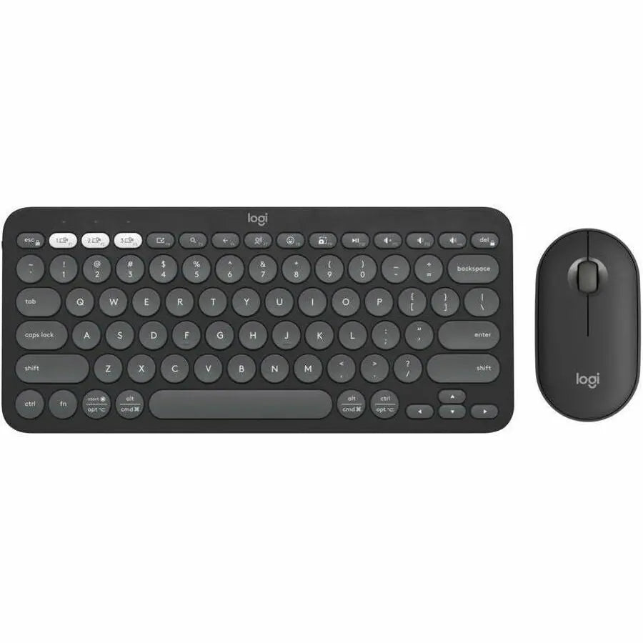 Logitech Pebble 2 Combo, Wireless Keyboard and Mouse, Quiet and Portable, Customizable, Logi Bolt, Tonal Graphite