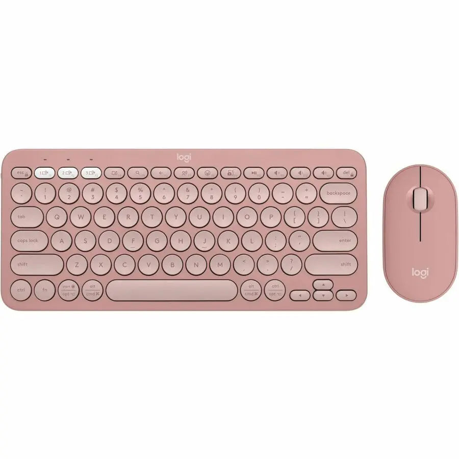 Logitech Pebble 2 Combo, Wireless Keyboard and Mouse, Quiet and Portable, Customizable, Logi Bolt, Tonal Rose