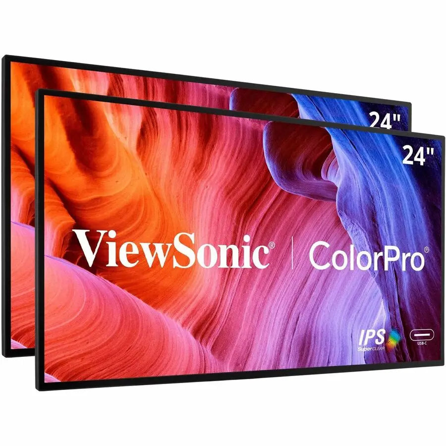 ViewSonic VP2468A_H2 24-Inch Dual Pack ColorPro Monitors with 1080p IPS Display, USB-C, and VESA Mount Compatibility