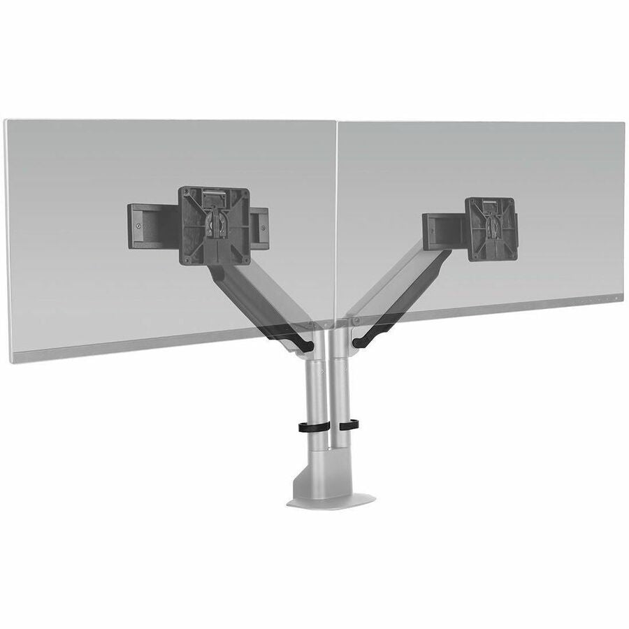 HAT Design Works E2-2-124 Dual Monitor Arm - Silver, Ergonomic Desk Mount for 27-Inch Screens