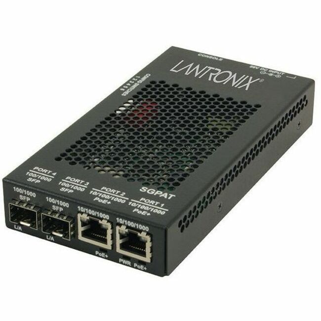 Lantronix SGPAT1040-305-NA 2-Port Gigabit Ethernet PoE+ Media Converter
