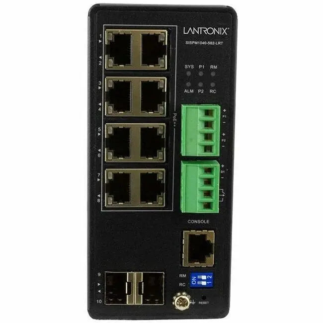 Lantronix SISPM1040-582-LRT Managed Hardened Gigabit Ethernet PoE++ Switch with Dual SFP Ports