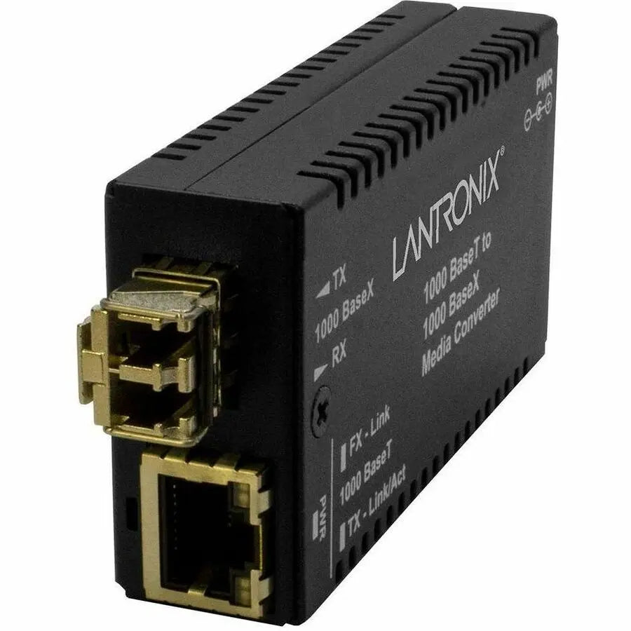 Lantronix M/GE-T-SX-01(LC) Mini Gigabit Ethernet Media Converter for 1000Base-T to Fiber Networks