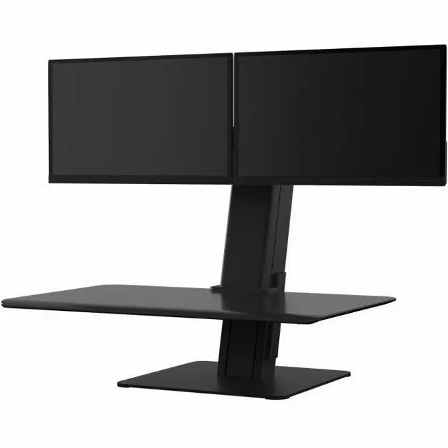 Humanscale QuickStand Eco Dual Monitor Sit-Stand Desk in Black with Adjustable Height and 35 lb Load Capacity