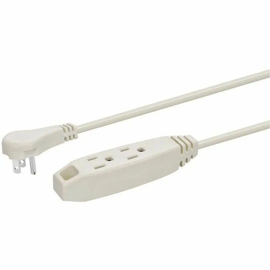 Monoprice 3-Outlet Flat Plug Household Extension Cord, 16 AWG, 13A, SPT-2, White, 10ft