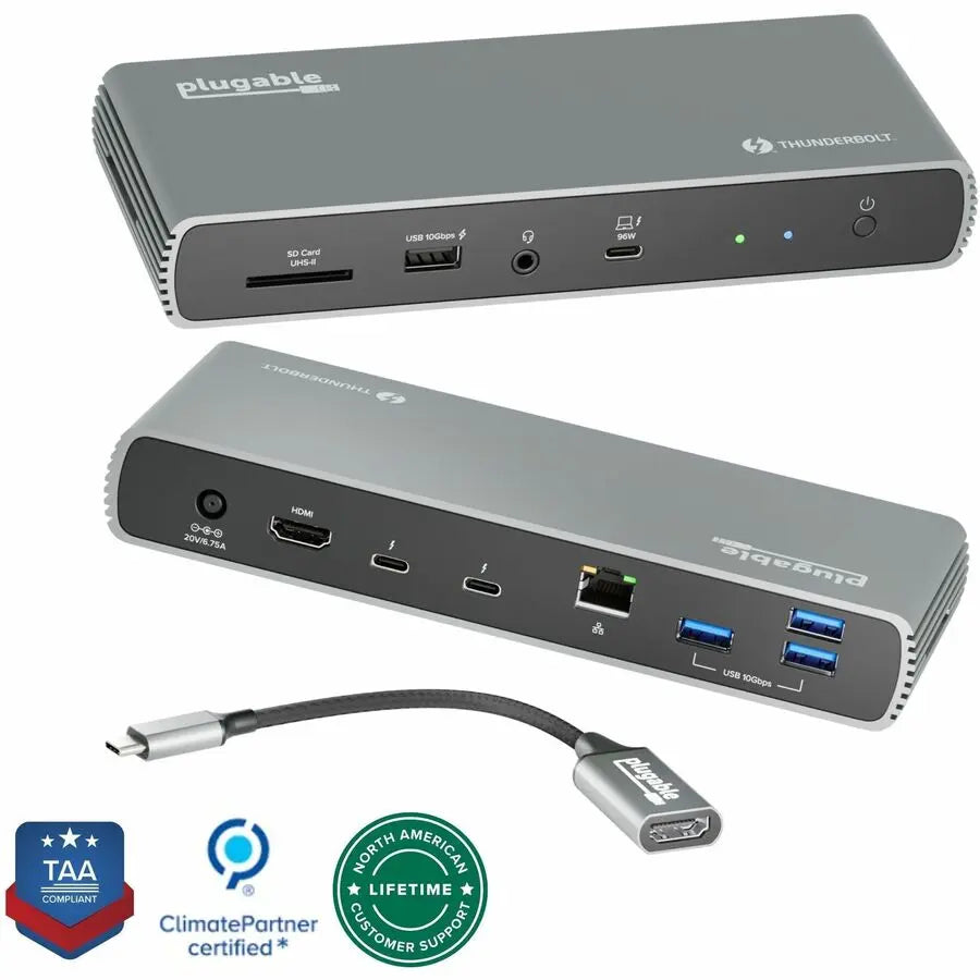 Plugable TBT4-UDX1 Thunderbolt 4 Docking Station with 11 Ports and 100W Power Delivery