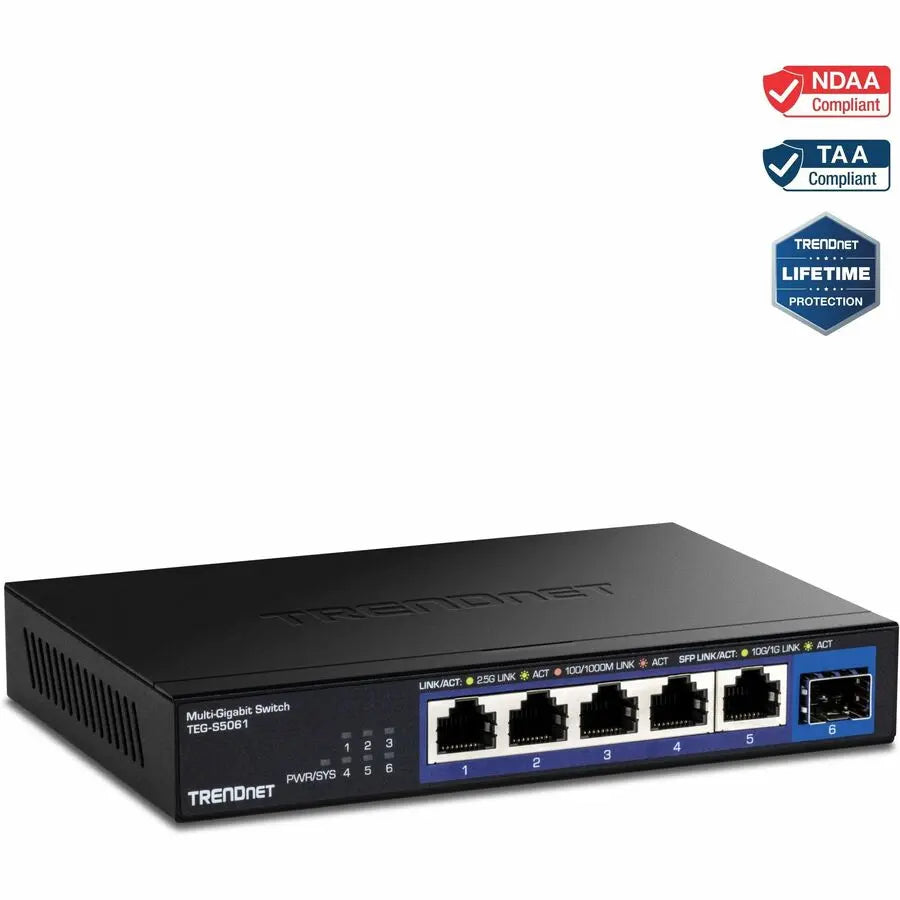 TRENDnet 6-Port 2.5G Unmanaged Switch with 10G SFP+ Port