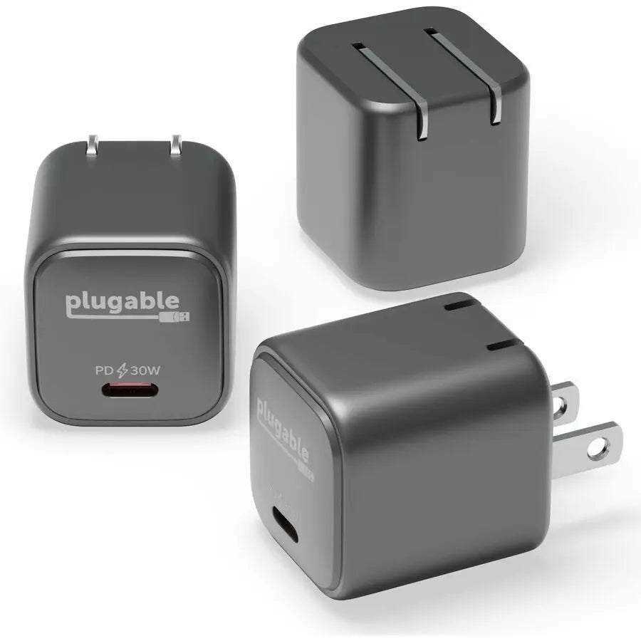 Plugable Technologies 3-Pack GaN USB-C Power Adapter PS-30C1B-3X – 30W Fast Charging for Smartphones, Tablets, and Ultrabooks