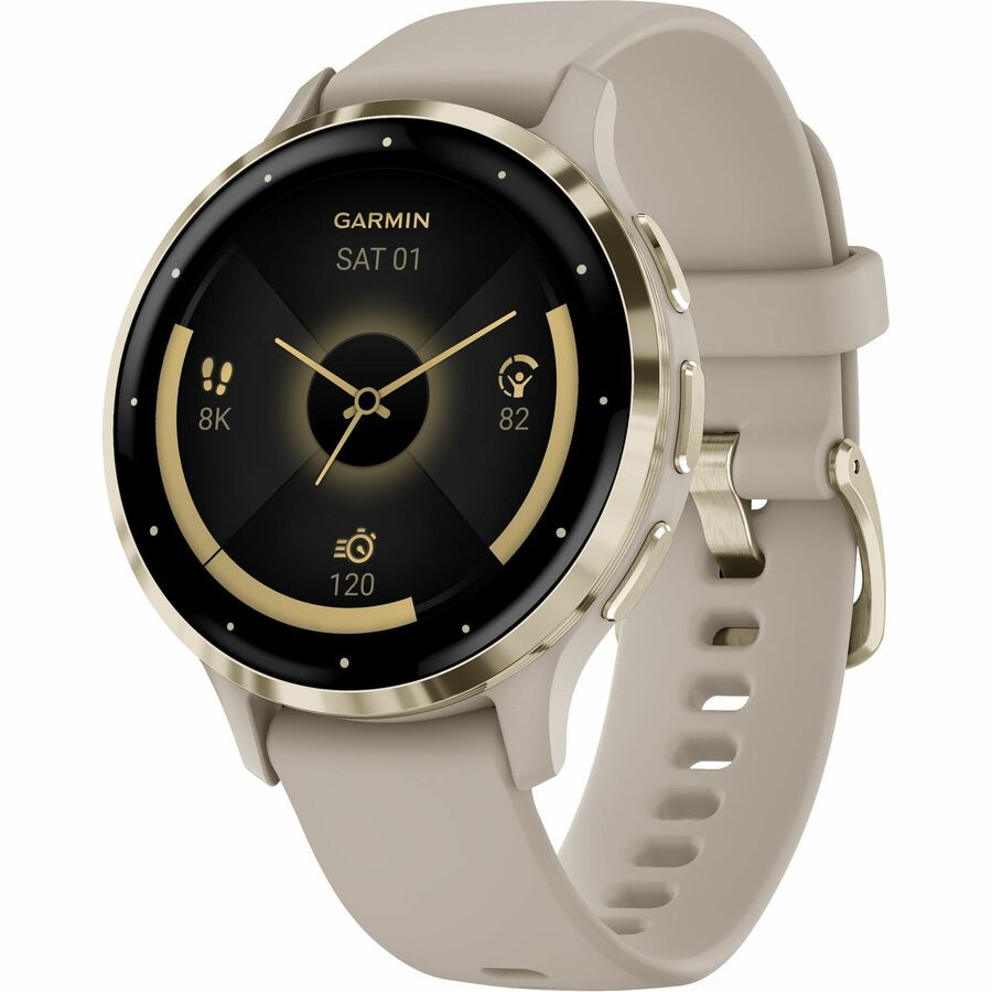 Garmin Venu 3S Smart Watch - 41mm Round Case, Water Resistant, Soft Gold Stainless Steel with Silicone Band
