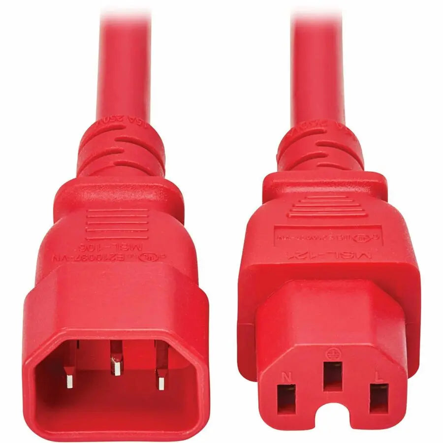 Eaton Tripp Lite Series P018-010-ARD Power Cord C14 to C15, 10 ft, Red Jacket for High-Power Network Devices