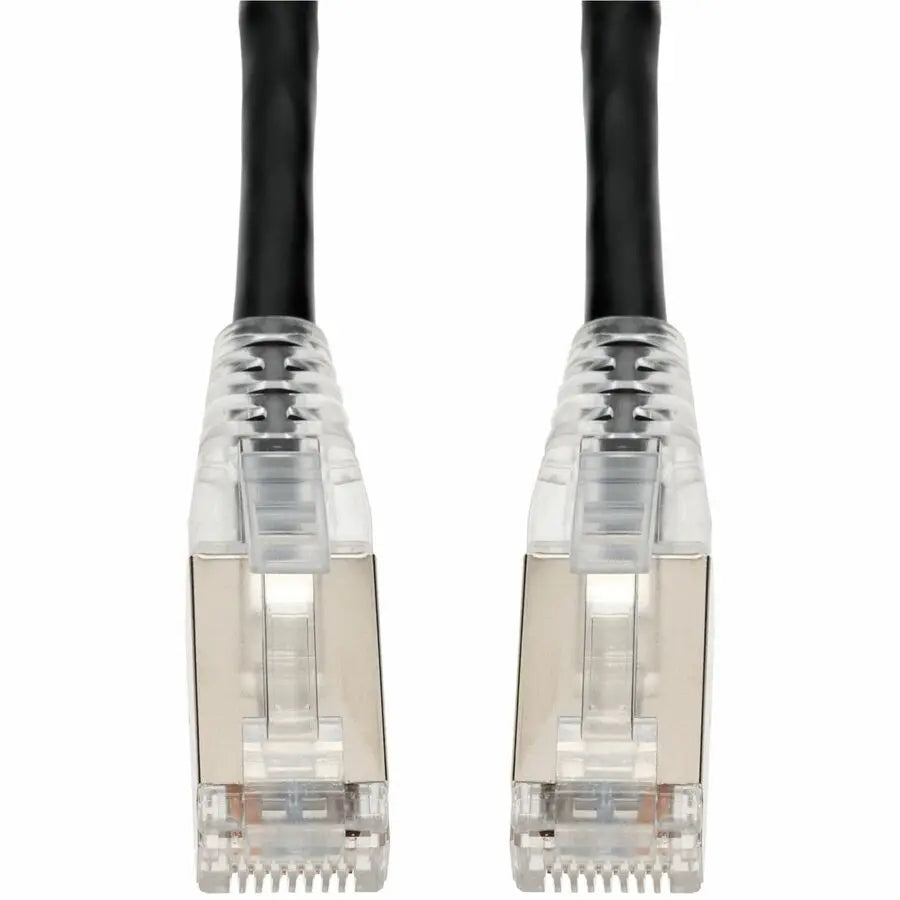 AddOn 6in Black CAT6 Shielded PVC Ethernet Cable with Snagless Clear Boot RJ-45 Male/Male