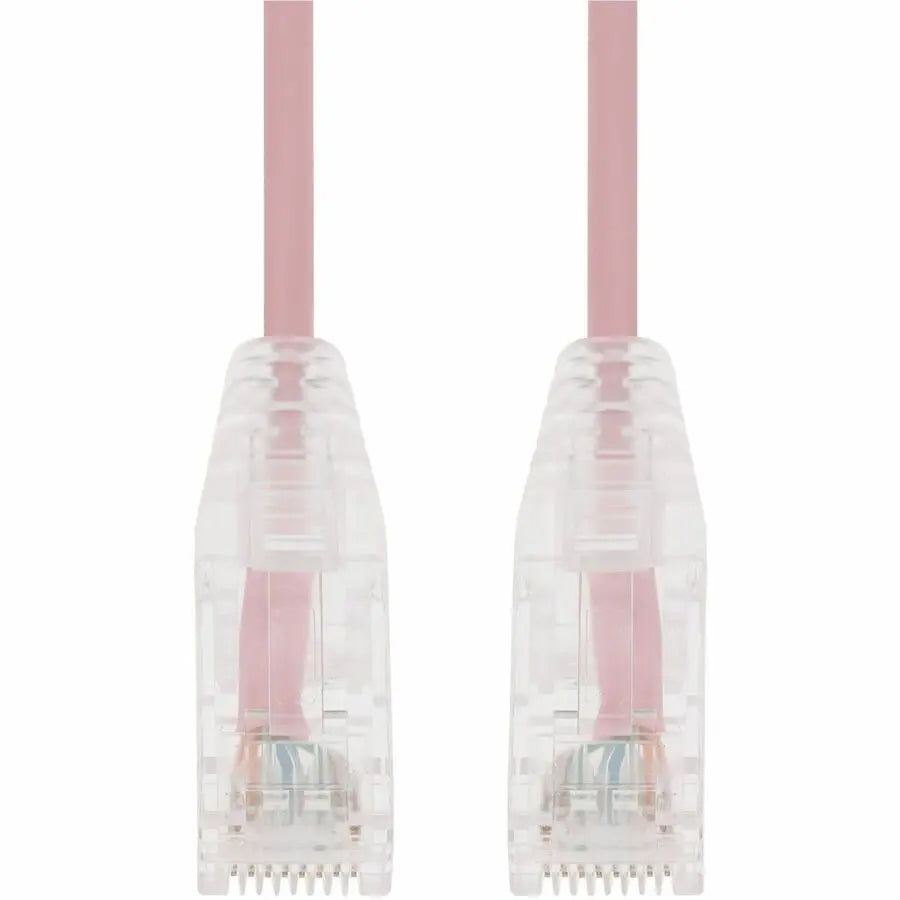 AddOn 15ft Pink CAT 6A Slim PVC Ethernet Cable Snagless Clear-Claw RJ-45 Male to Male