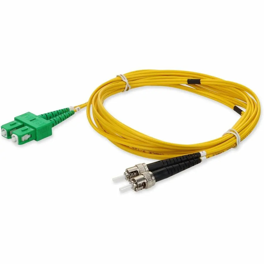 AddOn 10m ASC to ST Yellow OS2 Duplex OFNR Riser-Rated Single-Mode Fiber Patch Cable