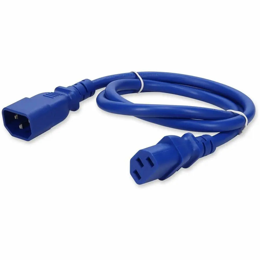 AddOn 1ft C13 Female to C14 Male Power Cable - Blue, 14AWG, 15A, 100-250V
