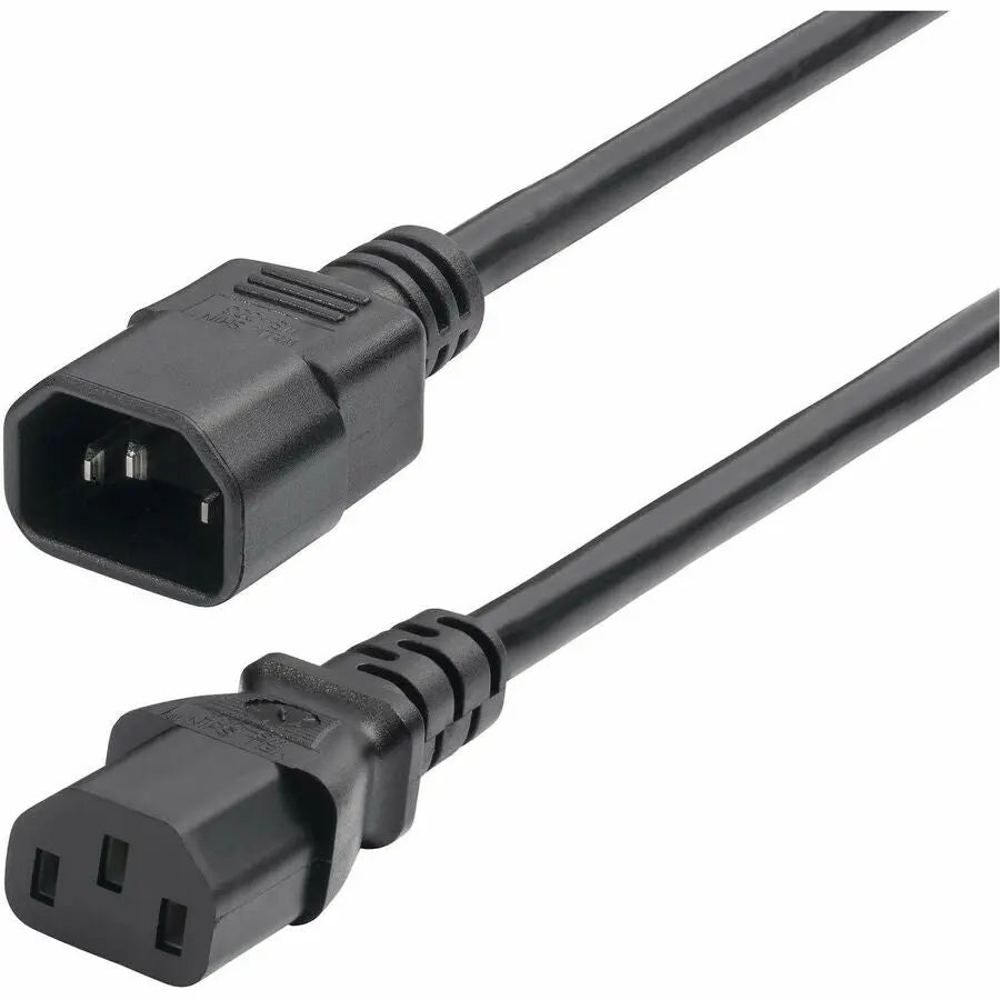 StarTech.com 1ft Power Extension Cord with IEC C14 to C13 Connectors – Heavy-Duty IT Power Cable