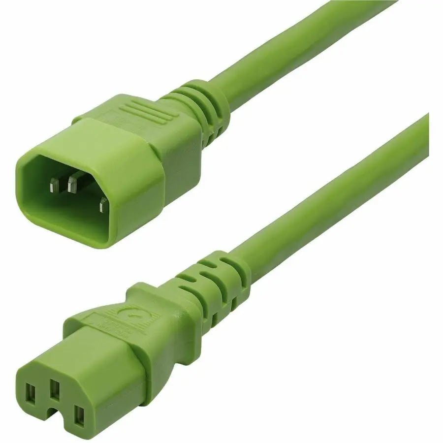 StarTech.com 6ft Heavy Duty Power Cord with IEC C14 to C15 Connector – Green, 14AWG, 250V, 15A