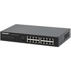 Intellinet 16-Port Gigabit Ethernet Switch - High-Speed Metal Desktop Network Switch with Auto-MDI/MDI-X, Layer 2 Support, and Rack Mounting