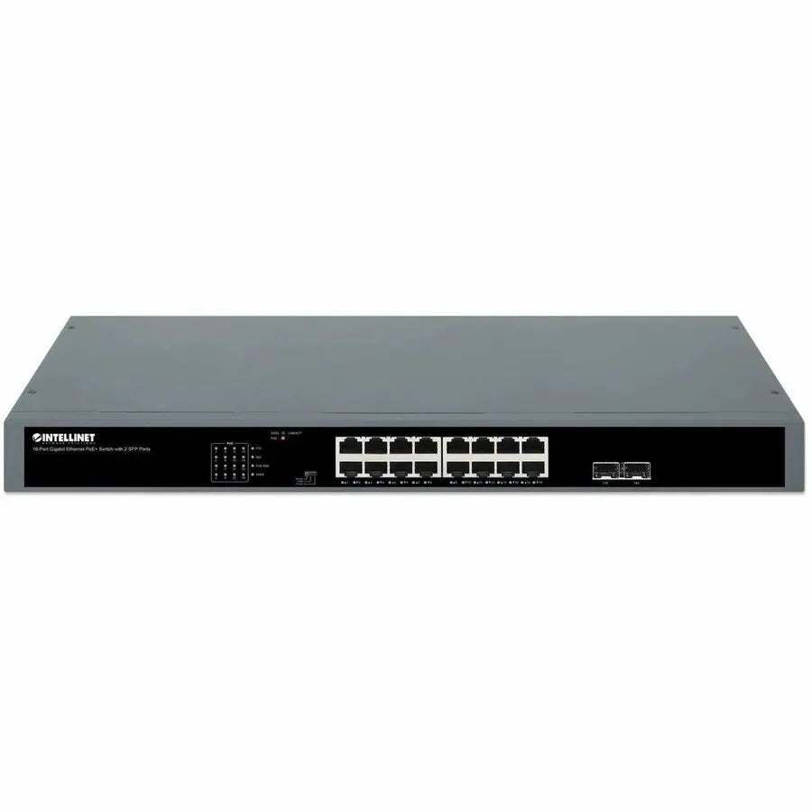 IC INTRACOM 16-Port Gigabit Ethernet PoE+ Switch with 2 SFP Ports – Managed Unmanaged Ethernet Switch with Self-Healing Network and PoE Extend Mode