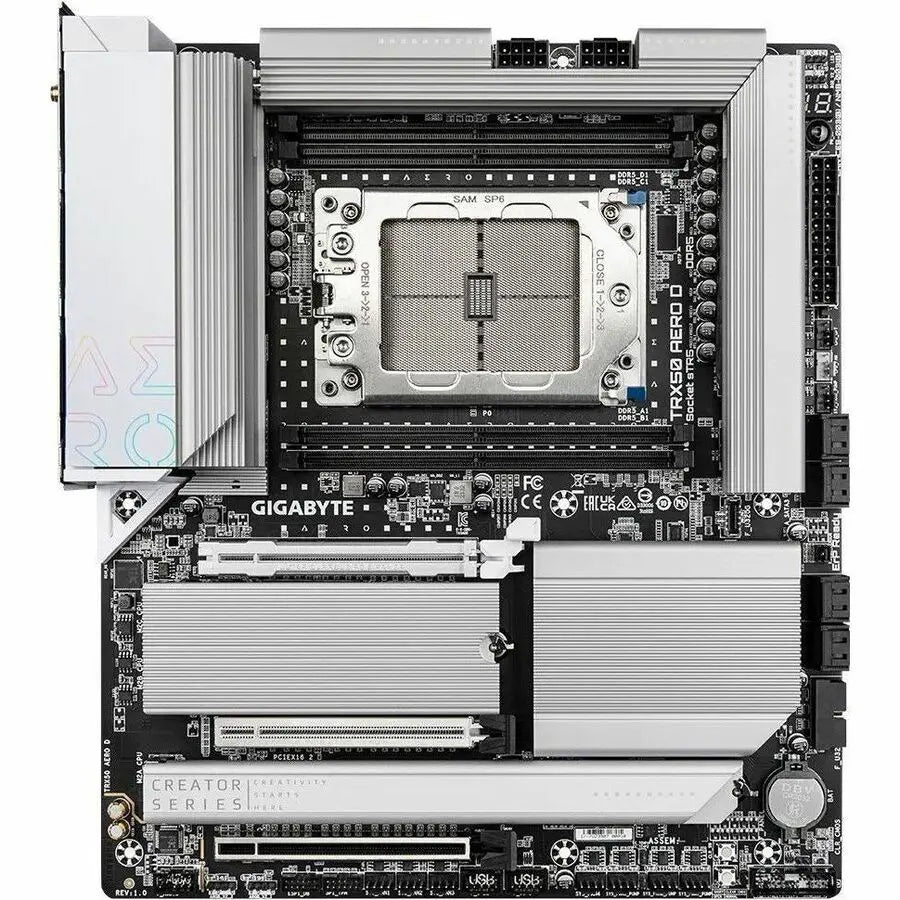 GIGABYTE TRX50 AERO D Desktop Motherboard – AMD sTR5 Socket, Extended ATX, DDR5 Support for Ryzen Threadripper PRO