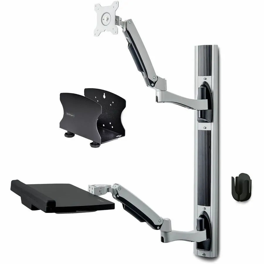 StarTech.com Wall Mount Workstation with VESA Mount for 32-inch Monitors and Adjustable Keyboard Tray