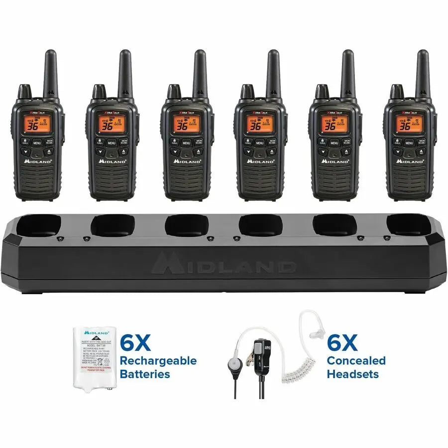Midland LXT600BBX6 BizTalk FRS Business Radio Bundle with Concealed Headsets and Rechargeable Batteries