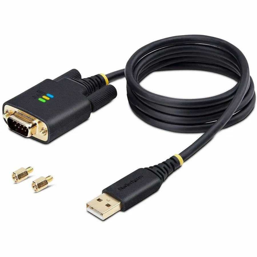 StarTech.com 3ft USB to Serial Adapter Cable with COM Retention - FTDI FT232R Chipset, DB9 RS-232, Interchangeable Nuts and Screws