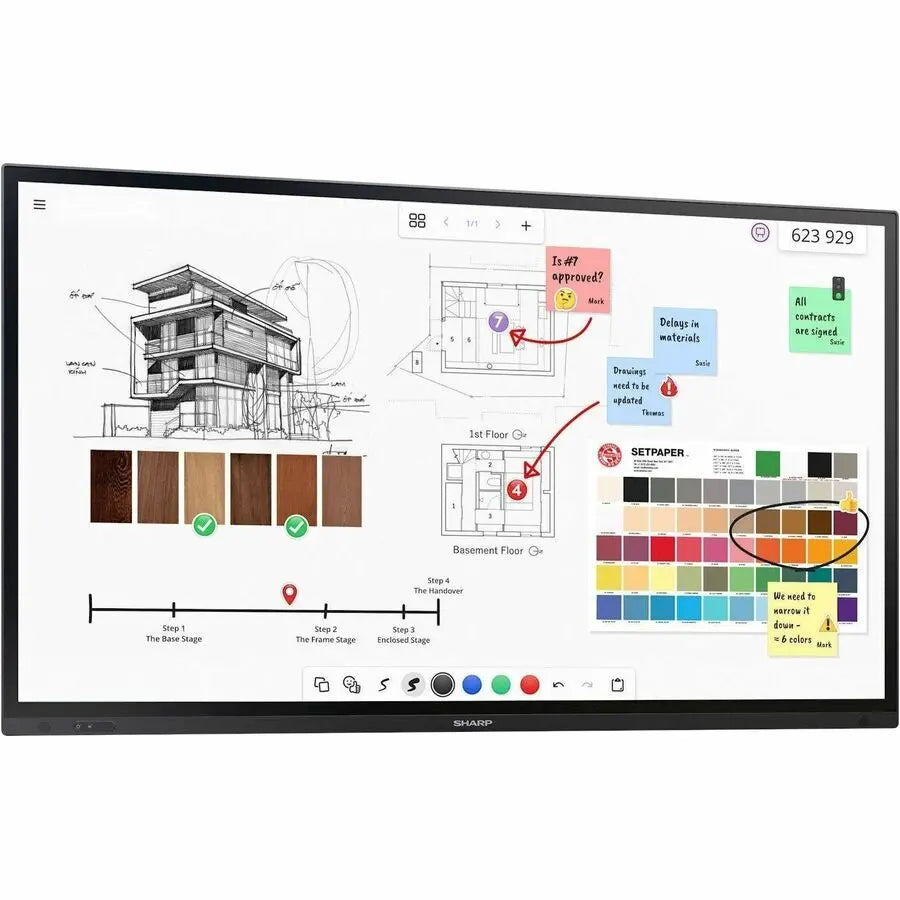 Sharp AQUOS BOARD PN-LA862 75-Inch Collaboration Display with Windows 11 Pro PC and 20-Point Touch