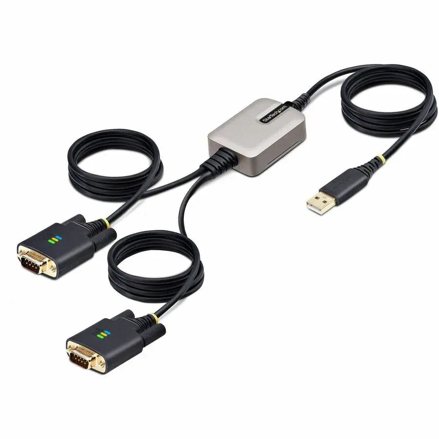 StarTech.com 13ft Dual-Port USB to Serial Adapter Cable - 2 RS-232 DB9 Ports with LED Indicators and Mounting Bracket