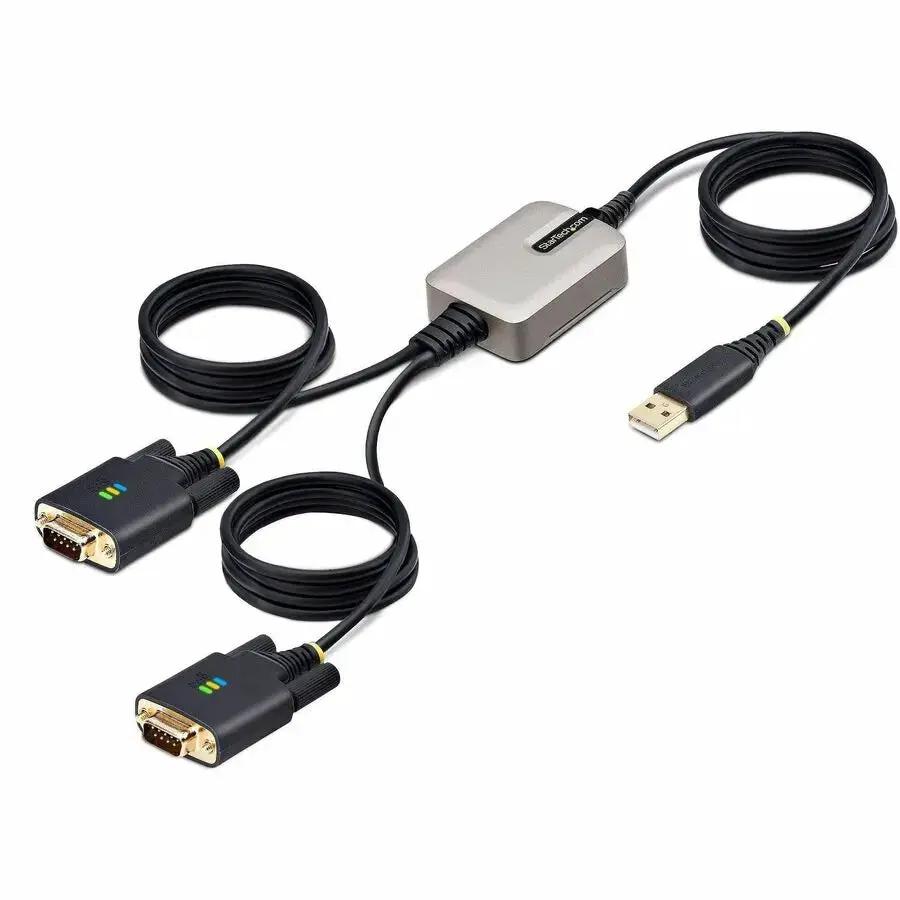 StarTech.com 13ft Dual-Port USB to Serial Adapter Cable - 2 RS-232 DB9 Ports with LED Indicators and Mounting Bracket by StarTech.com