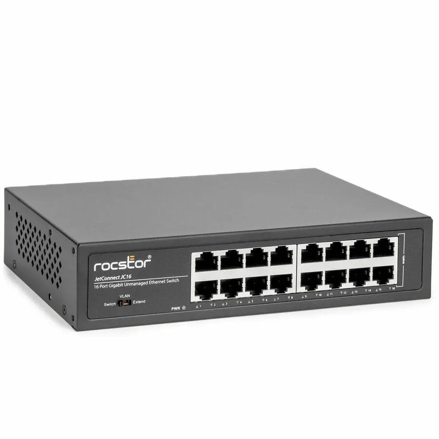 Rocstor JetConnect JC16 Unmanaged 16-Port Gigabit Ethernet Switch for Small Business and Home Office Networking