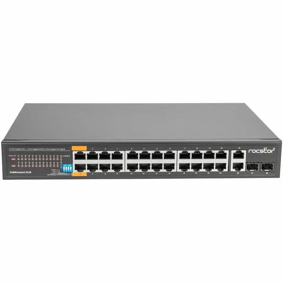 Rocstor SolidConnect SC28 28-Port PoE+ Gigabit Ethernet Switch for Professional Networking