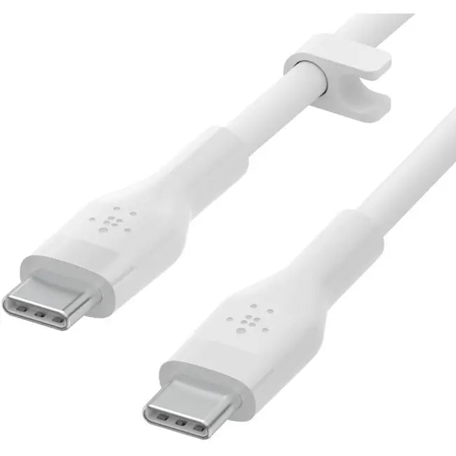 Belkin BOOST®CHARGE Flex Silicone USB-C to USB-C Cable – Fast Charging & Data Transfer, 3.3 ft, White