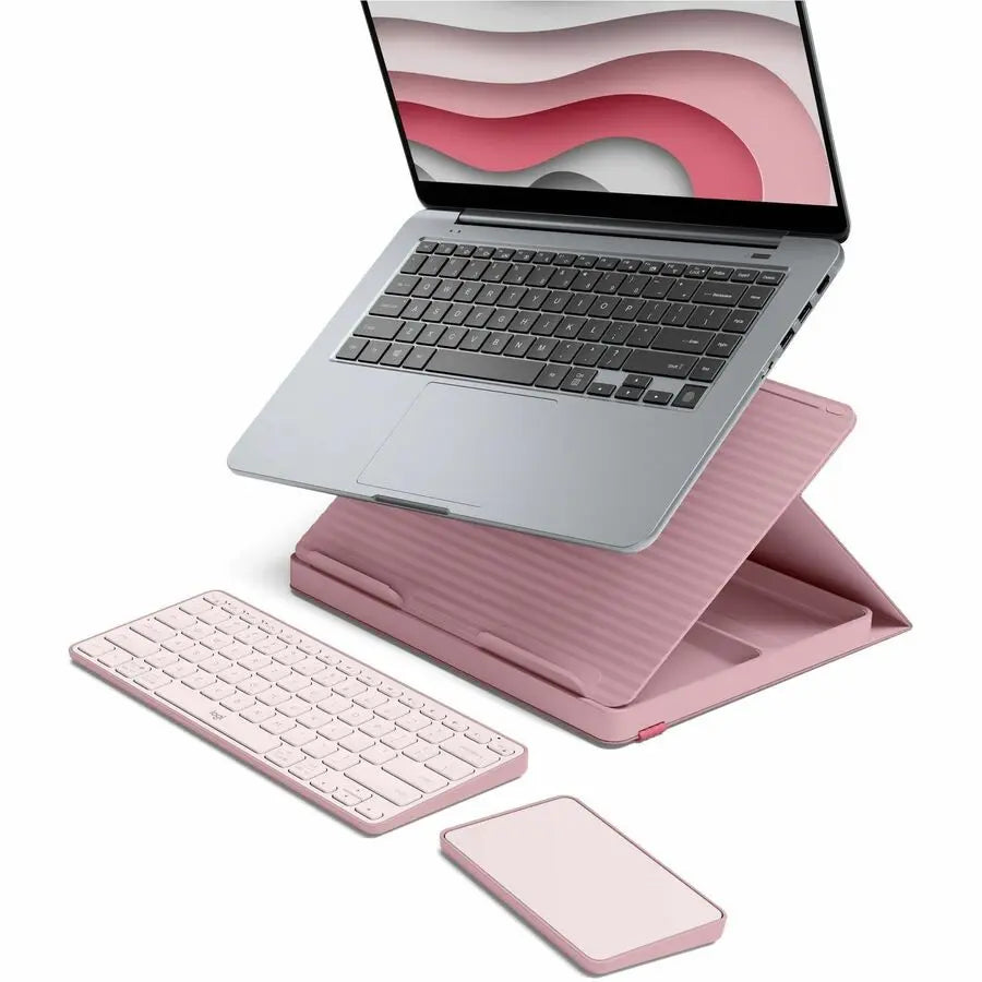 Logitech Casa Pop-Up Desk Work From Home Kit with Laptop Stand, for Laptop/MacBook (10" to 17"), Rose