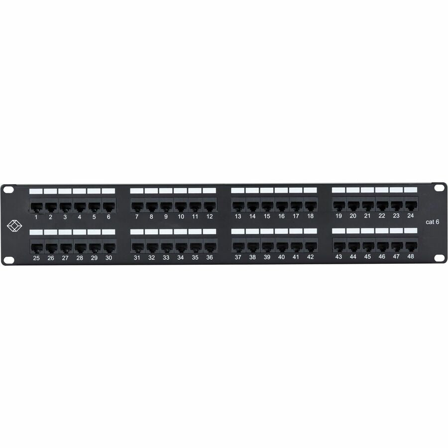 Black Box Connect JPM648A-R2 CAT6 Punchdown Patch Panel - Unshielded, 2U Rack-Mountable, Black