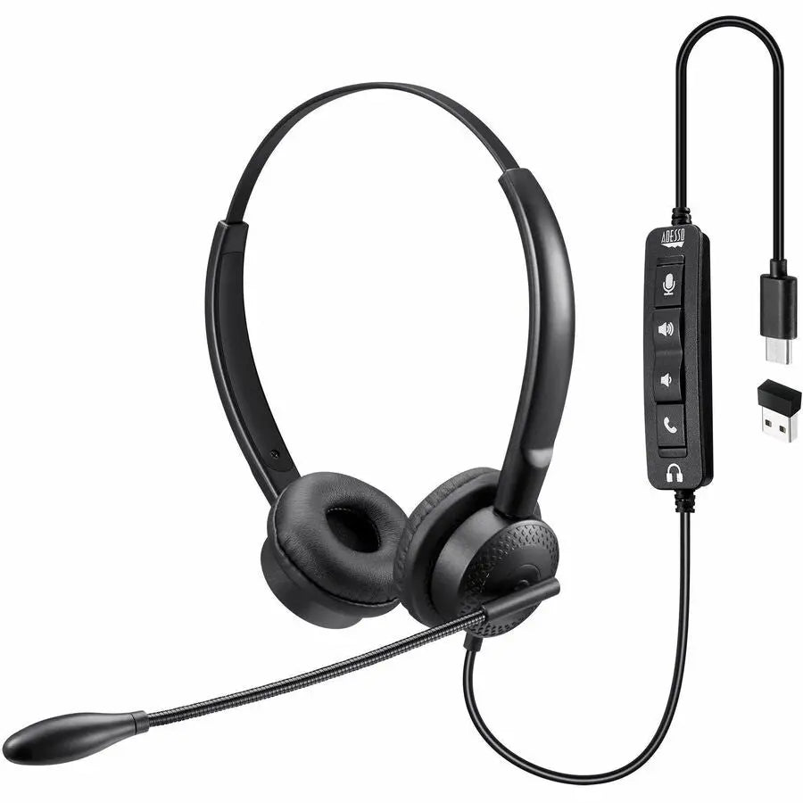 Adesso Xtream P4T Headset with Push-to-Talk, Volume Control, and Clear Microphone for Mac