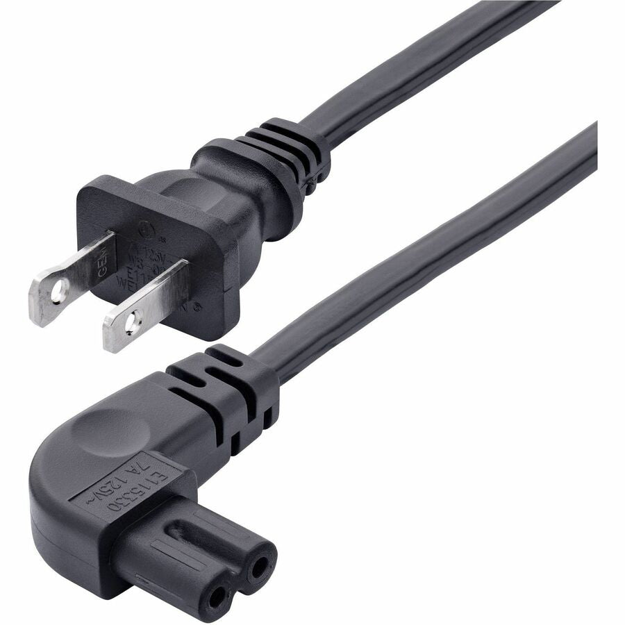 StarTech.com 10ft NEMA 1-15P to Right Angle IEC C7 Power Cord - 7A 125V Laptop Charger Replacement Cable
