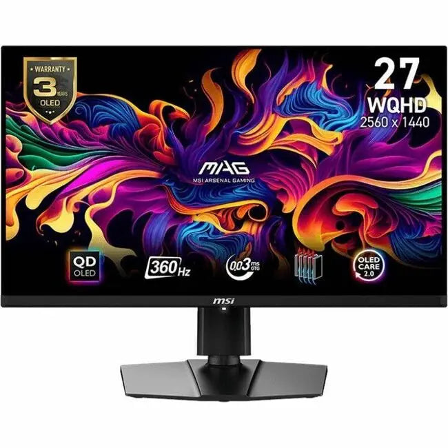 MSI MAG 271QPX QD-OLED Gaming Monitor - 26.5 Inch WQHD 360Hz with HDR and HDMI 2.1