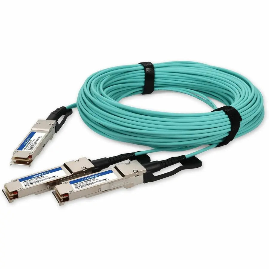 AddOn MFS1S50-H020V-AO 200GBase-AOC QSFP56 to 2xQSFP56 Active Optical Cable for Multi-Mode Fiber, 20 Meters