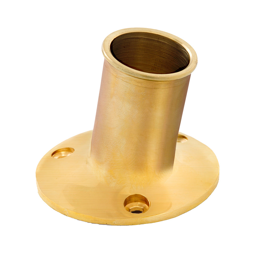 Whitecap Top Mount Flag Pole Socket - 1-Inch ID Polished Brass (Part S-5002BC)