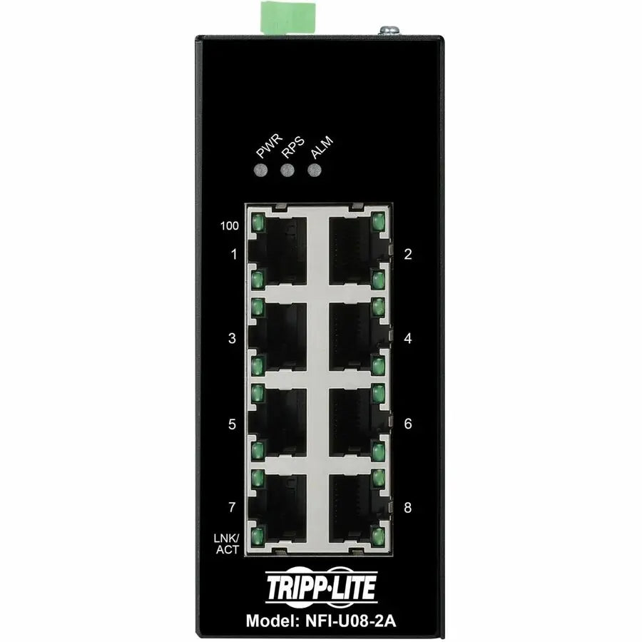 Eaton Tripp Lite Series NFI-U08-2A 8-Port Unmanaged Industrial Ethernet Switch with EIP QoS and DIN Rail Mount