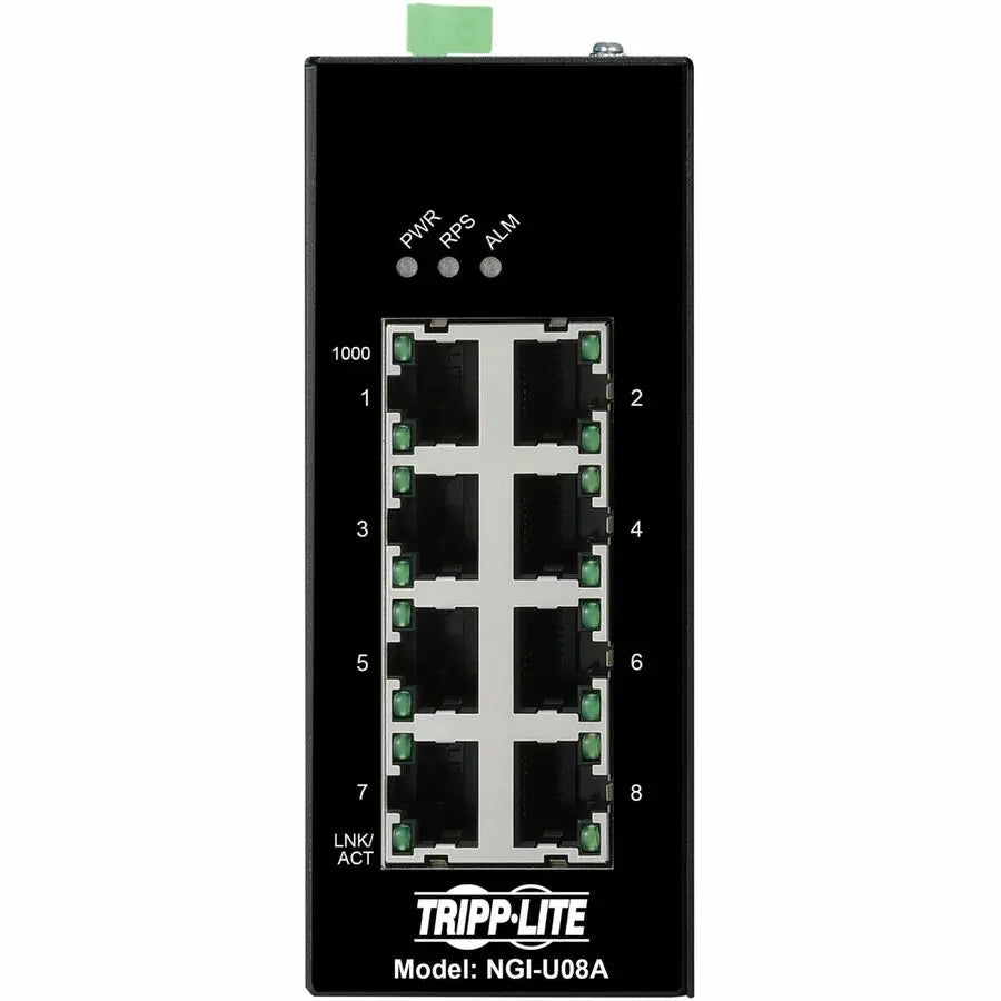 Eaton Tripp Lite Series NGI-U08A 8-Port Unmanaged Industrial Gigabit Ethernet Switch - Rugged, -40°F to 167°F, DIN Rail Mount, TAA Compliant