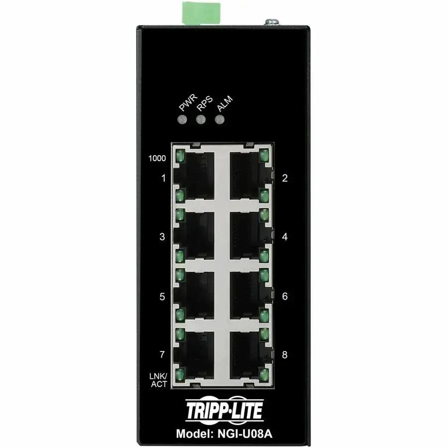 Eaton Tripp Lite Series NGI-U08A 8-Port Unmanaged Industrial Gigabit Ethernet Switch - Rugged, -40°F to 167°F, DIN Rail Mount, TAA Compliant by Eaton Corporation